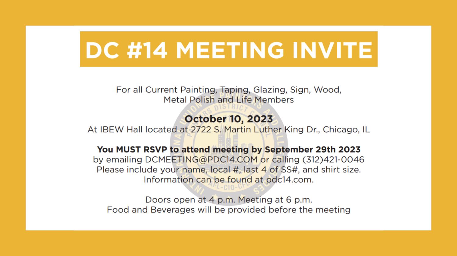 PAINTERS’ DISTRICT COUNCIL #14 MEETING INVITE